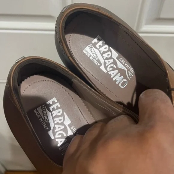 Salvatore Ferragamo Boston Cap Toe Lace Up Dress Shoes Brown Sz 8 E - Picture 5 of 10